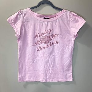 Pink Harley-Davidson Tee shirt with ruffled sleeves